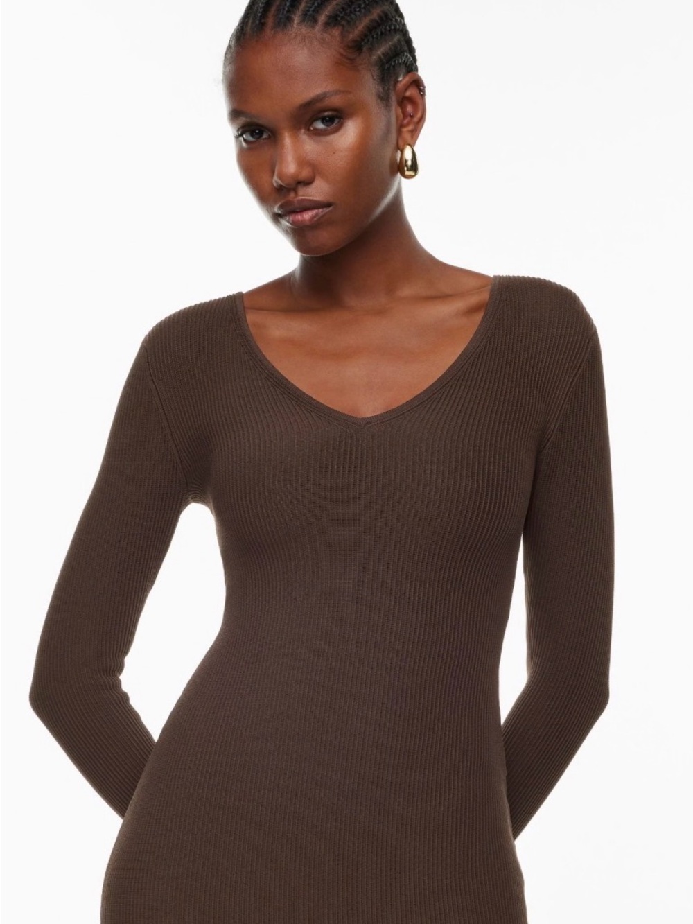 BABATON sculpt knit v-neck dress BNWT 2XS 🤎